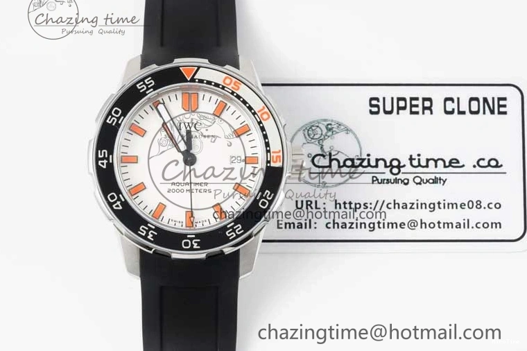 MIROTIME 0219 Aquatimer Automatic SS RSF 1:1 Best Edition White Orange Dial on Black Rubber Strap A Supportive 7069